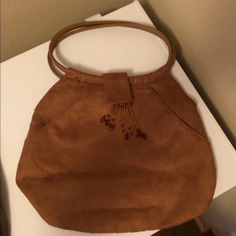 JLo suede bag w/ 2 side pockets - NWOT